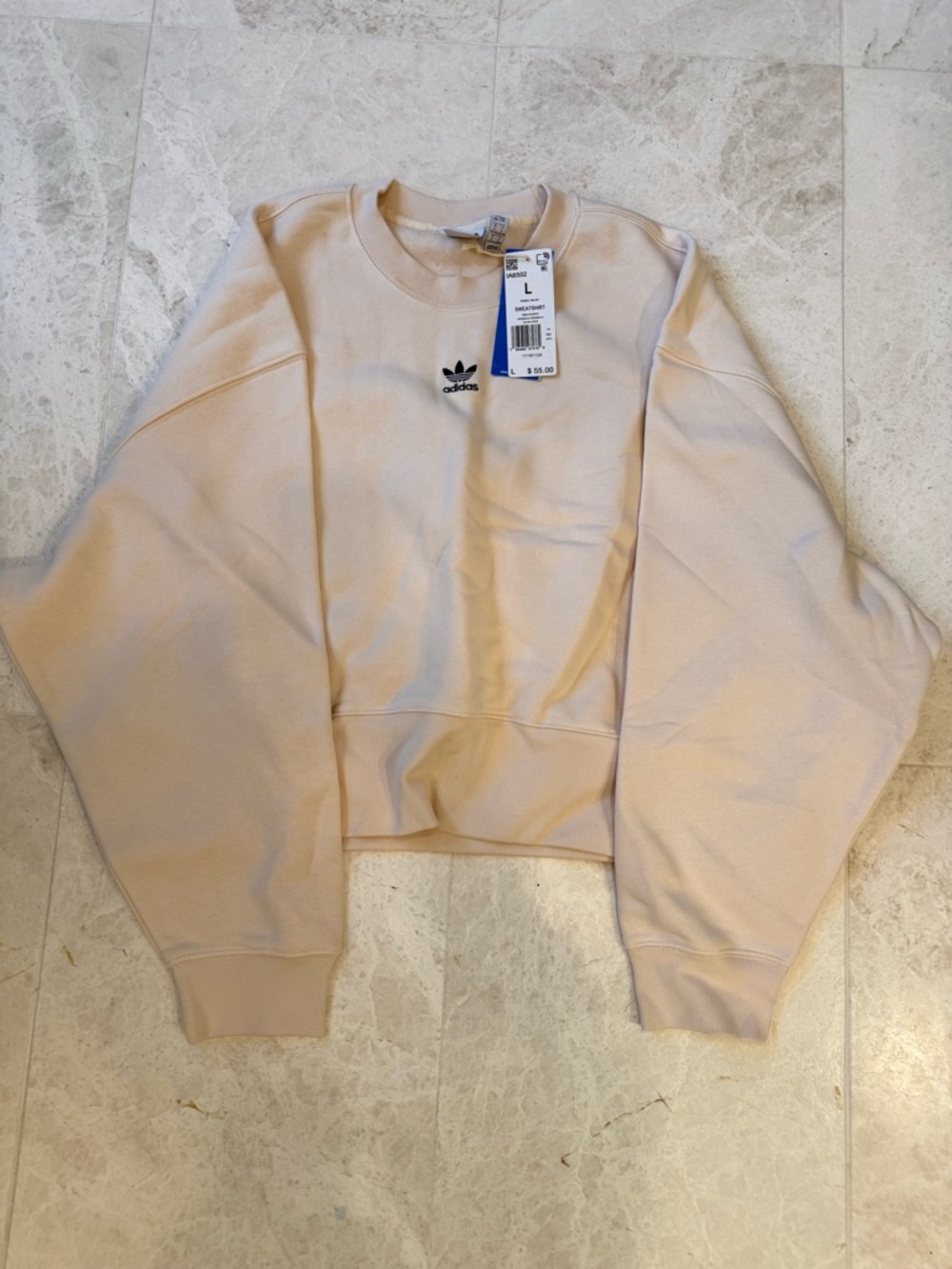 adidas Cream Cropped Crewneck Sweatshirt
